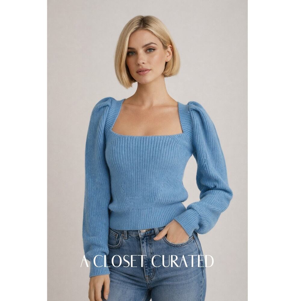 Anna October Open Back Sweater XS Blue NEW